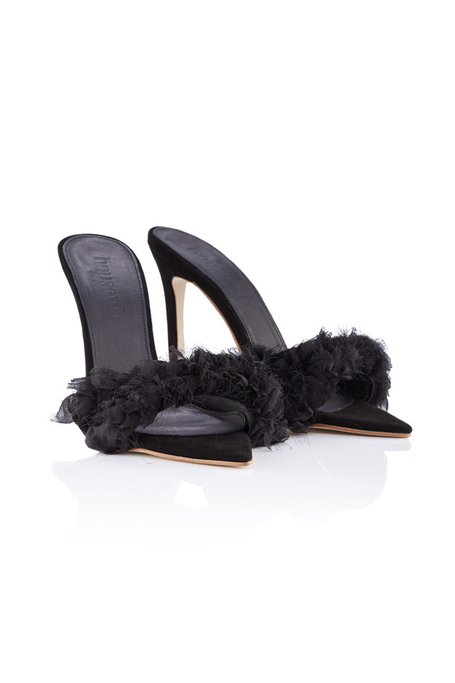 'Lumiere' Black Ruffle Heels